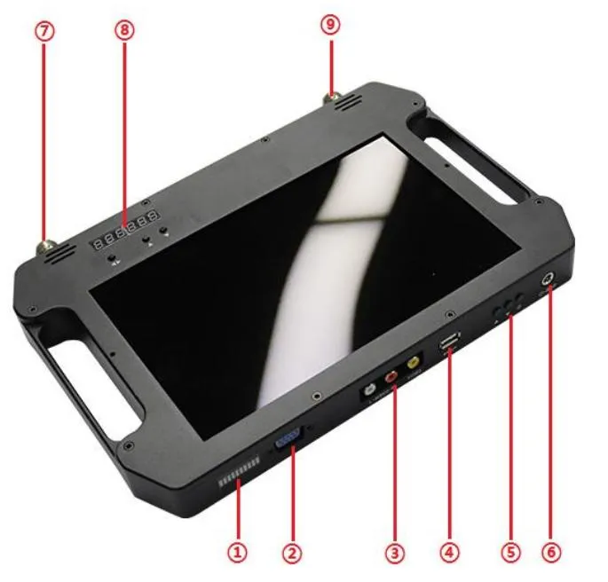 1W Portable Handheld COFDM Video Receiver with 300MHz~2.7GHz Frequency Customizable AES Encryption and HD Screen 1